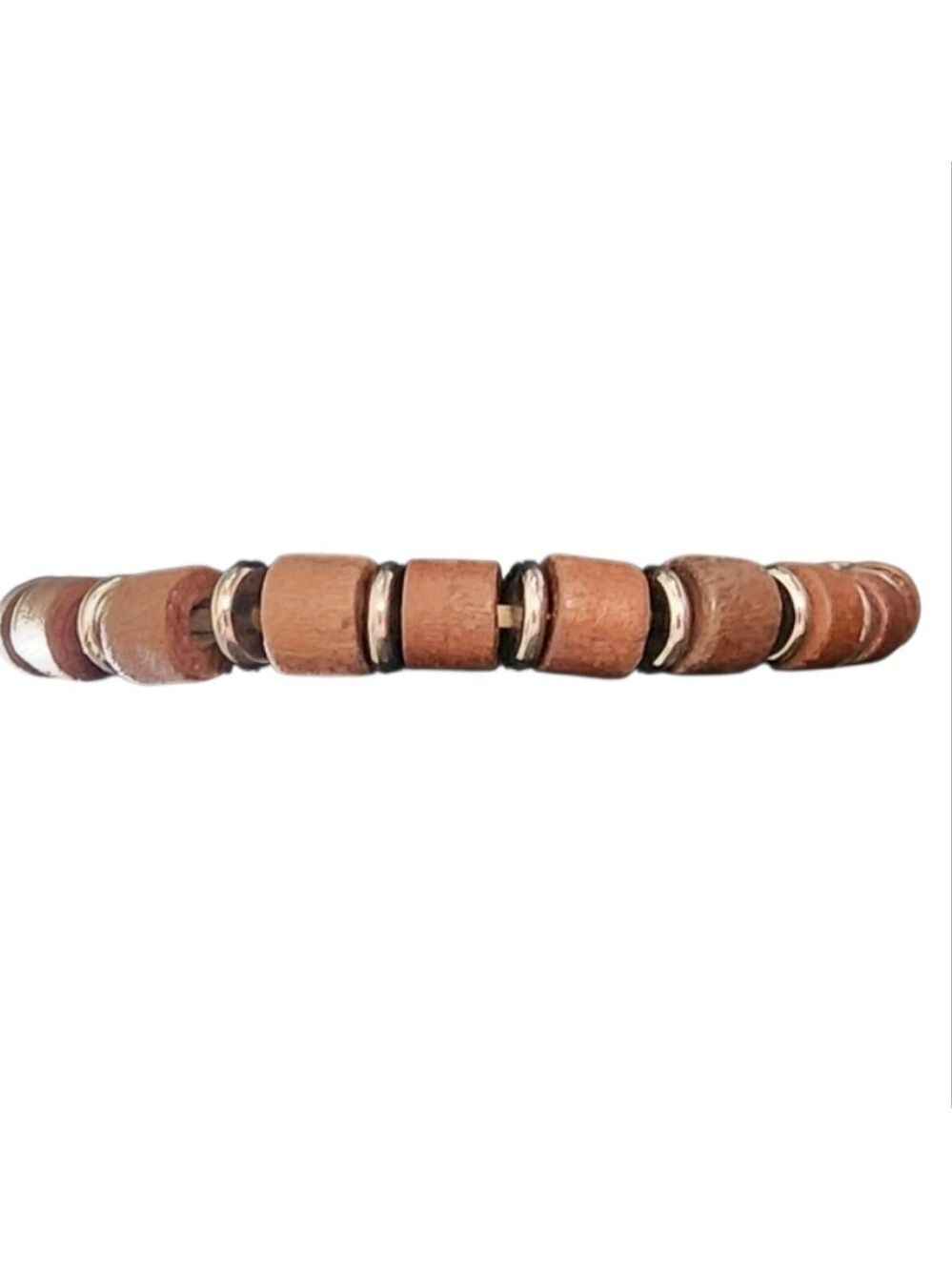 💥4 For $20💥Wooden Beaded Bracelet with Silvertone Accents